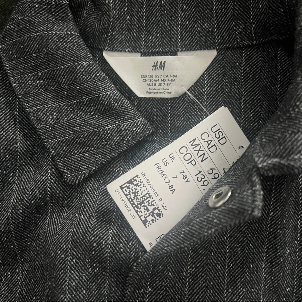 H&M Kids charcoal gray striped sporty collared bomber jacket